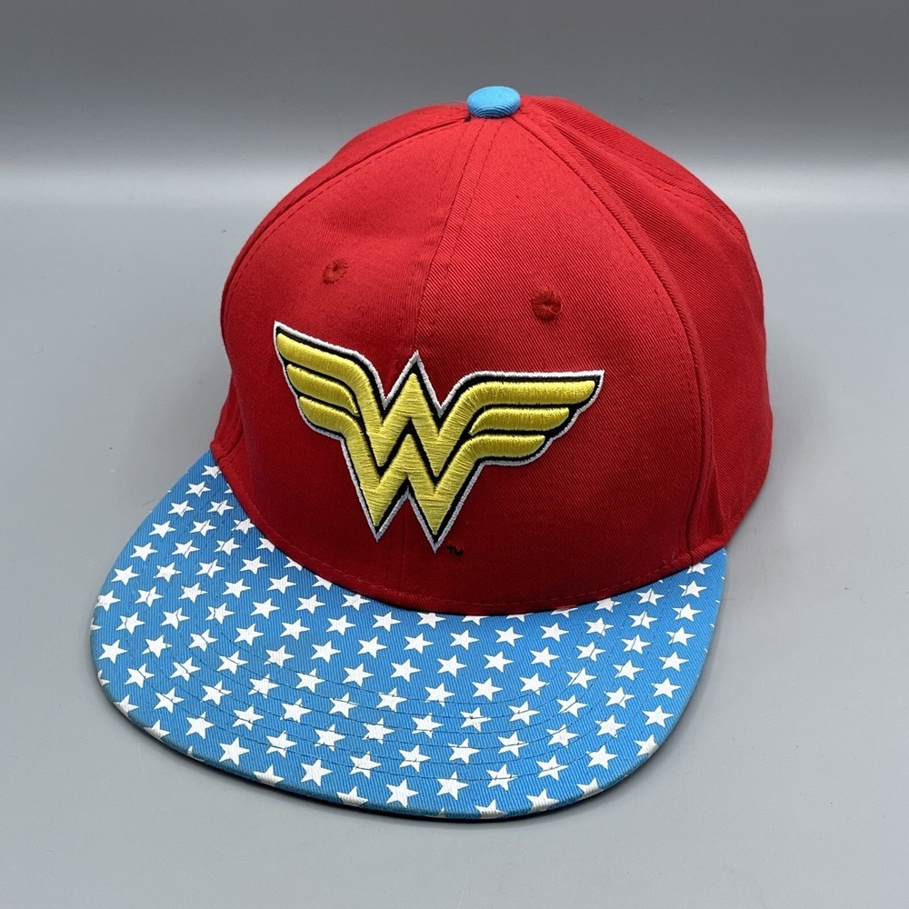 Wonder Woman Baseball Cap‎ DC Comics Classic Red Blue Gold Snap Back Adjustable